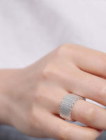 Silver Weaved Wide Mesh Ring